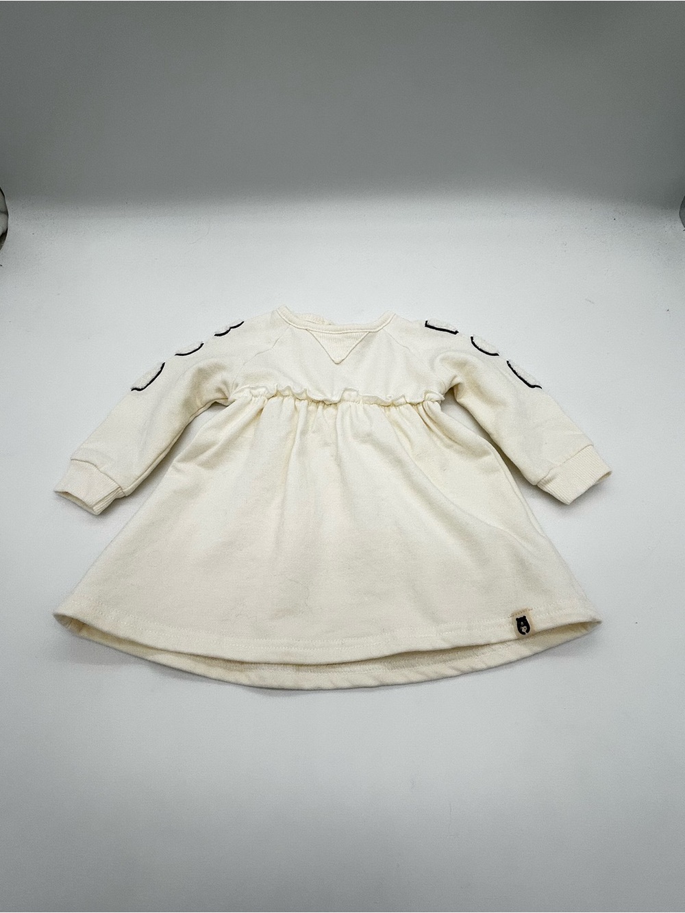 Rabbit + Bear Cream Long-Sleeve Gathered Waist Kids Dress Size 6-9M